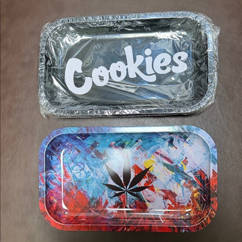 2 Metal Trays with Unique Designs medium size trays
